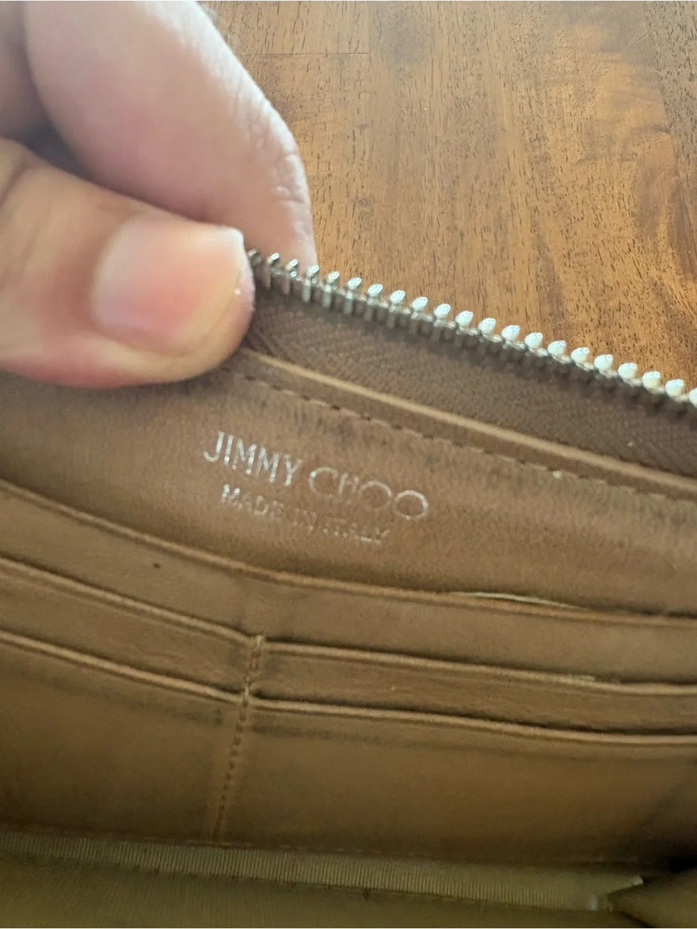 Jimmy choo Studded Star Zip Wallet - tan brown